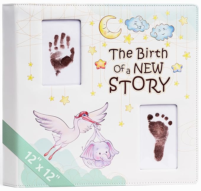 Keepsake Baby Memory Book Girl Boy – Timeless Leather-Bound Baby Milestone Book – Baby Book Keepsake Record First 5 Years – Gender Neutral Baby Scrapbook Album, Baby Album Journal Registry Search Gift-CubbioJoy