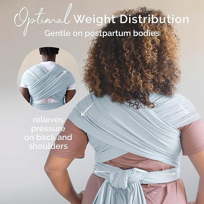 Boba Baby Wrap Carrier - Original Baby Carrier Wrap Sling for Newborns - Baby Wearing Essentials - Newborn Wrap Swaddle Holder, Newborn to Toddler Infant Sling (Serenity Light Blue)-CubbioJoy