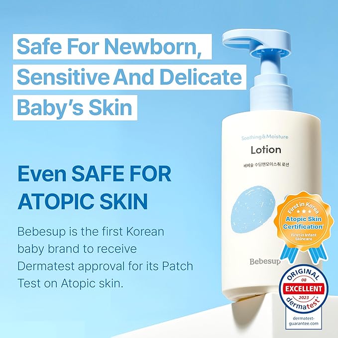 BEBESUP- 베베숲 Daily Hydration Baby Lotion | Korean Skincare for Sensitive & Atopic Skin 100-Hour Hydration Organic Rice & Ceramide Formula Hypoallergenic Fast Absorbing 10.14 fl. oz-CubbioJoy