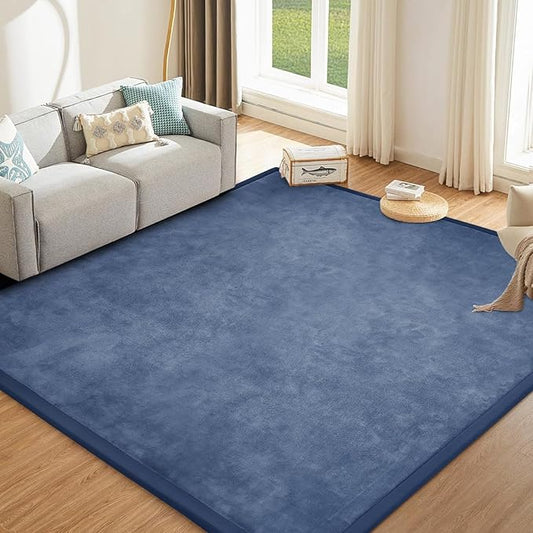 Baby Play Mat 1.2" Thick Memory Foam Nursery Rug Area Rug, 9’2” X 6’7” Yoga Mat Playmat Crawling Mat for Baby,Toddlers,Infants,Kids,Floor Mat Tatami Mat for Living Room with Non-Slip(Blue)-CubbioJoy