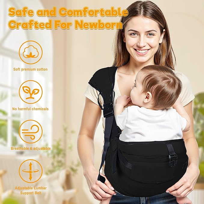Baby Carrier Newborn to Toddler,Adjustable Baby Sling Carrier,Comfortable and Lightweight Toddler Carrier for 25-60 lbs,Ideal for Shopping Travelling-CubbioJoy