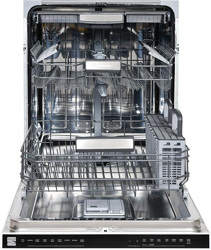 Kenmore 24" Built-in Stainless Steel Tub Dishwasher EasyFlex 3rd, SmartWash, UltraWash, TurboDry, MoreSpace Plus Adjustable Rack, Energy Star Certified, White-CubbioJoy