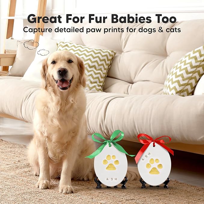 Baby Hand and Footprint Kit Girls, Boys - Personalized Baby Footprint Ornament Kit, Newborn Keepsake Gifts for New Mom, Easy to Use Handprint Makers, Cute Shower Gifts (Multi-Colored)-CubbioJoy