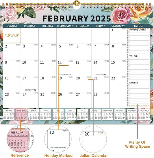 2025 Calendar, Wall Calendar 2025-2026 Planner Hanging Spiral Bound Magnetic Fridge Calendars 15" x 12", Use Jan 2025 - Jun 2026-CubbioJoy