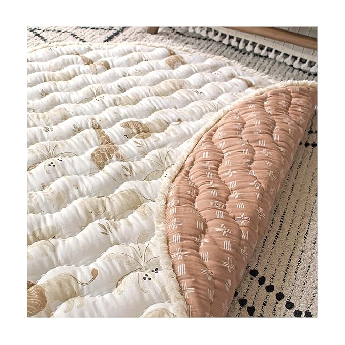 Crane Baby Safari Baby Tummy Time Activity Mat 40"X40", Reversible Floor Play Mat for Boys and Girls, Jungle Nursery Decor-CubbioJoy