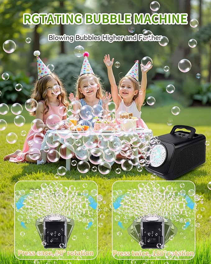 Bubble Machine Rotating Bubble Maker for Kids - 20000+ Big Bubbles Per Minute Bubbles for Toddlers 1-3| Rechargeable Atomatic Bubble Blower for Indoor Outdoor Party Weeding-CubbioJoy