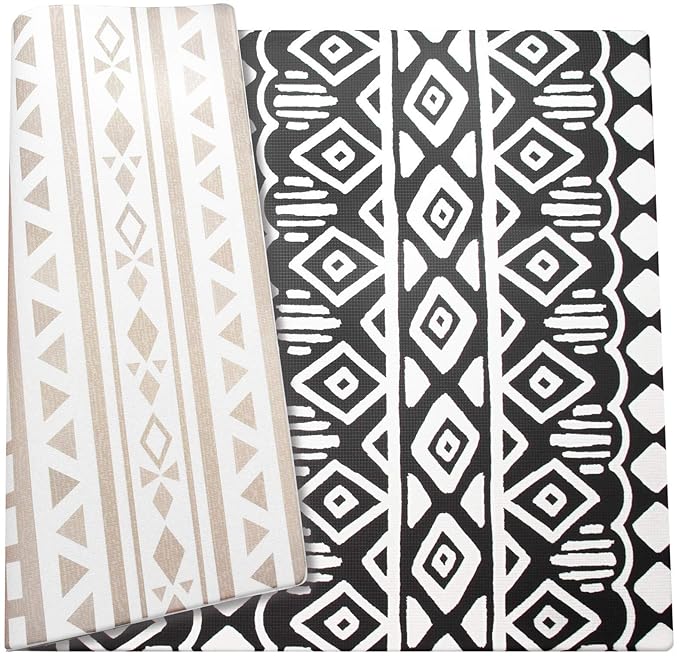 Cushmat Stylish Reversible Foam Play Mat (Large, Crystals - Black Grey) - Soft, Waterproof, Durable Play mat for Infants, Babies, Toddler, Kids & Grownup - 6.5ft x 4.5ft-CubbioJoy
