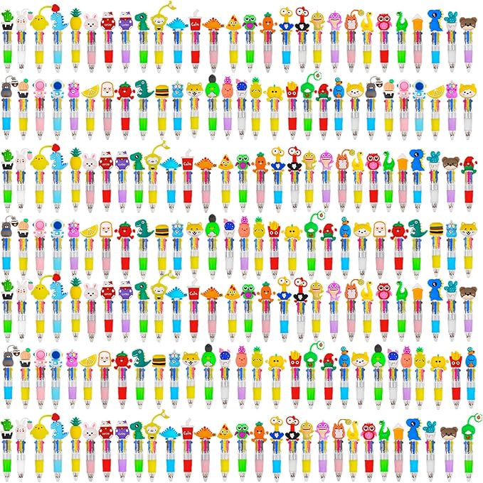200Pcs Mini Multicolor Pens in One 4-in-1 Cute Pens Bulk for Kids, Ballpoint Pen for Birthdays and Children's Parties, Fun Gifts Assorted Ink Kawaii Pen-CubbioJoy