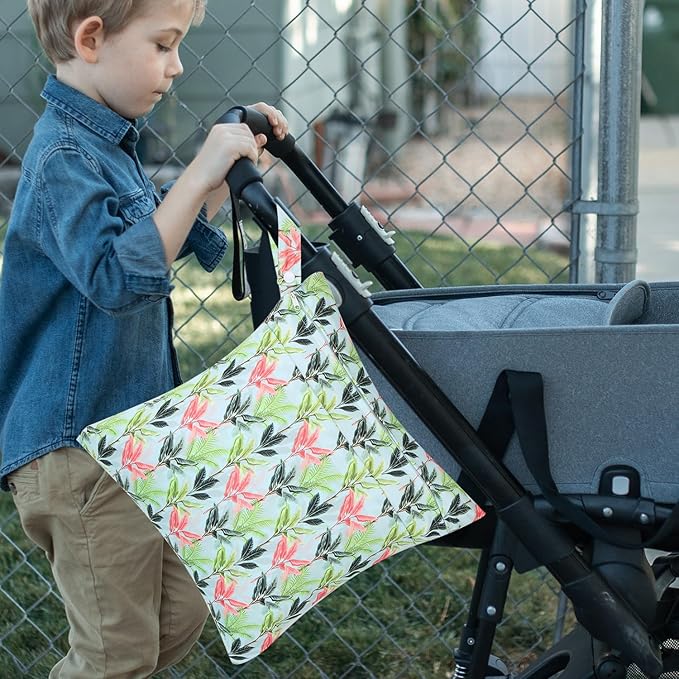 2pcs Cloth Diaper Wet Dry Bags, Waterproof Reusable Wet Bag with 2 Zipper Pockets & Handle, Washable Laundry Bags for Baby Adult Clothes Travel Beach Pool Daycare Yoga Gym Exercise Swimsuits,-CubbioJoy