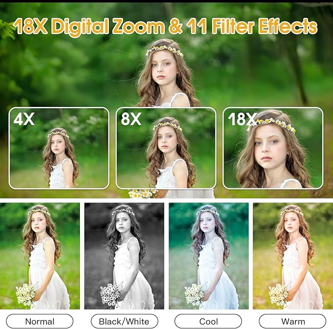 4K Digital Camera for Teens, FHD 64MP Digital Camera for Kids with 64GB SD Card, 18X Digital Zoom Cameras for Photography, Point and Shoot Video Camera for Kids, Pink-CubbioJoy