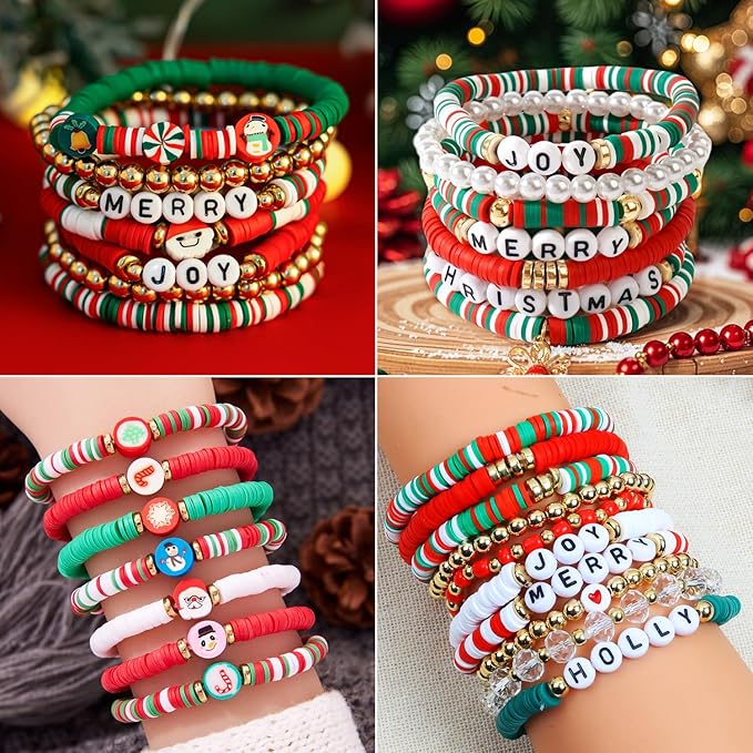 1480pcs Christmas Polymer Clay Beads Charms Friendship Bracelet Necklace Earring Jewelry Making kit, Accessories for Arts Crafts DIY Gifts for Women Girls-CubbioJoy
