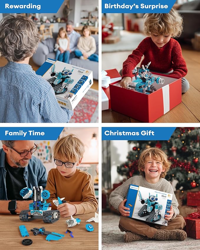 5 in 1 STEM RC Robot Building Kit, 398PCS APP & Remote Control Blocks DIY Engineering Robotics, Erector Science Set for Kids Age 6 7 8 9 10 11 12+, Educational Learn Toys Gift for Boys & Girls-CubbioJoy