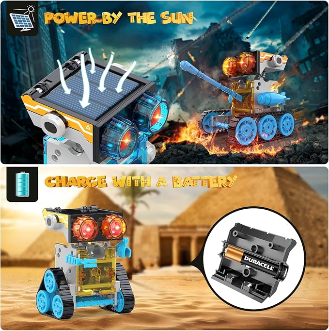 30-in-1 Solar Robot Kit - 243 Pieces, STEM Educational Building Set for Kids Aged 8-12, Science Experiment Gift for Birthdays (Blue)-CubbioJoy