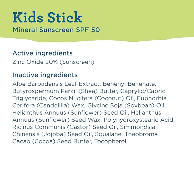 BLUE LIZARD Mineral Sunscreen Stick with Zinc Oxide SPF 50+ Water Resistant UVA/UVB Protection Easy to Apply Fragrance Free, Kids, Unscented, 0.5 oz-CubbioJoy