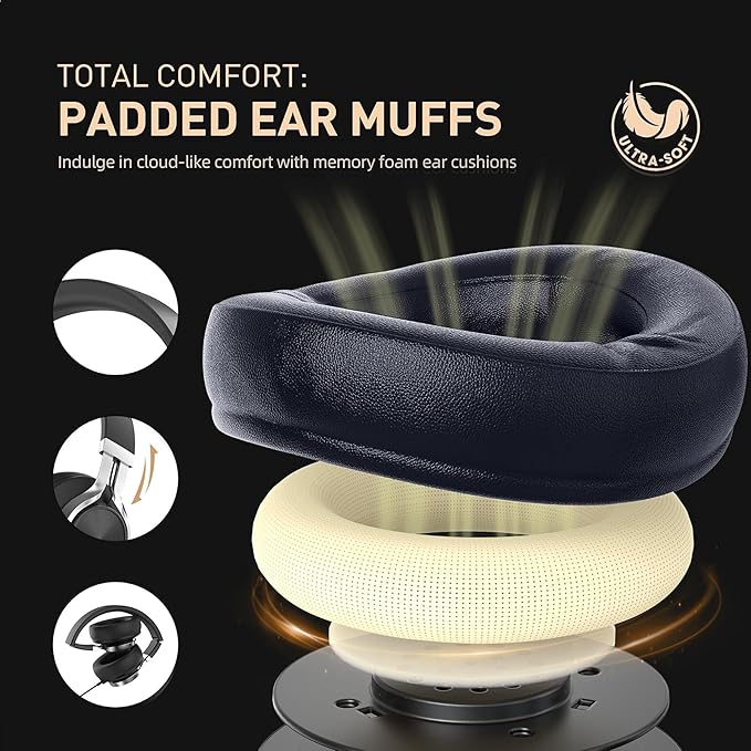 AILIHEN Wired Headphones with Microphone, Over-Ear Foldable Corded Head Phones with Volume Control 3.5mm Jack for Teens Adult Smartphones Chromebook (Red)-CubbioJoy