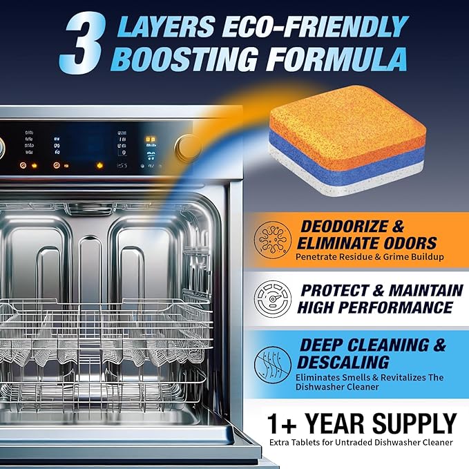 Dishwasher Cleaner Deodorizer Descaler Tablets - 28 Tabs - 1 Plus Year Supply - Extra Scented Deep Cleaning Sanitizer Pods - Remove Hard Water - Contain Citric Acid Heavy Duty Septic Safe - Citrus-CubbioJoy