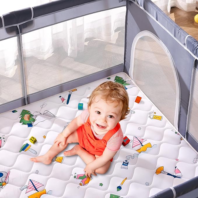 Baby Play Mat - 71" X 59",Premium Thicker Foam One-Piece Crawling Mat, Machine Washable, Extra Large Anti-Slip Activity Playmat for Babies, Toddlers & Infants-CubbioJoy