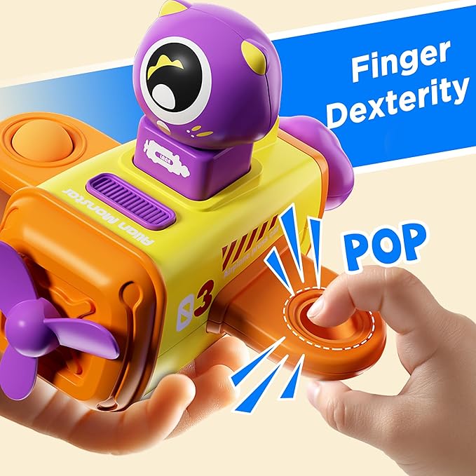 iPlay, iLearn Press to Go Car Toys for Toddlers 1-3, Baby Airplane Race Cars, Infant Push Go Play Vehicle Set, Boys Pull Back Friction Car for 6-9-12-18 Month, 1st Birthday Gift for 1-2 Years Old Kids-CubbioJoy