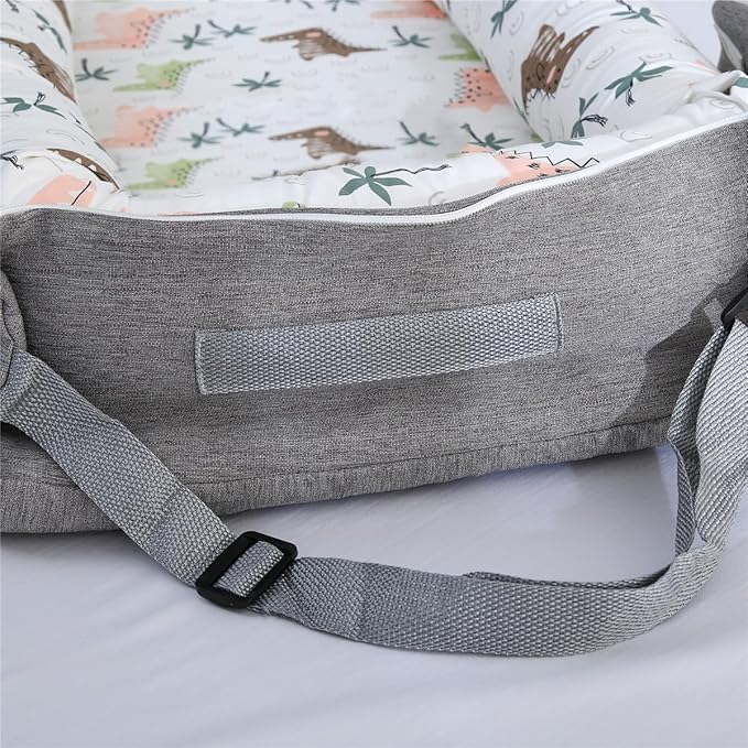 Baby Lounger for Newborn Portable Bag,Baby Lounger Play Mat Awake-Time,Newborn Babies Essentials Gifts 0-24 Months Home Travel(Crocodile Jungle)-CubbioJoy