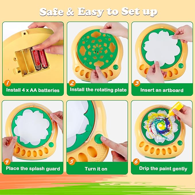 Arts and Crafts for Kids Ages 4-8,Paint Spin Art Machine Kit,Art Craft Set for 6-9 Year Old,Cool Painting Spinner Toys Kits Set,Art Supplies Birthday Gifts for Boy Girl Ages 6 7 8 9 10 11 12 Green-CubbioJoy
