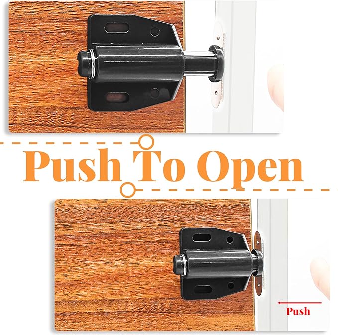 2 Pack Cabinet Magnetic Touch Latch, Push to Open Catches Magnet Push Release Latches Hardware for Kitchen Cabinet Drawer Cupboard Closet Door (Black)-CubbioJoy