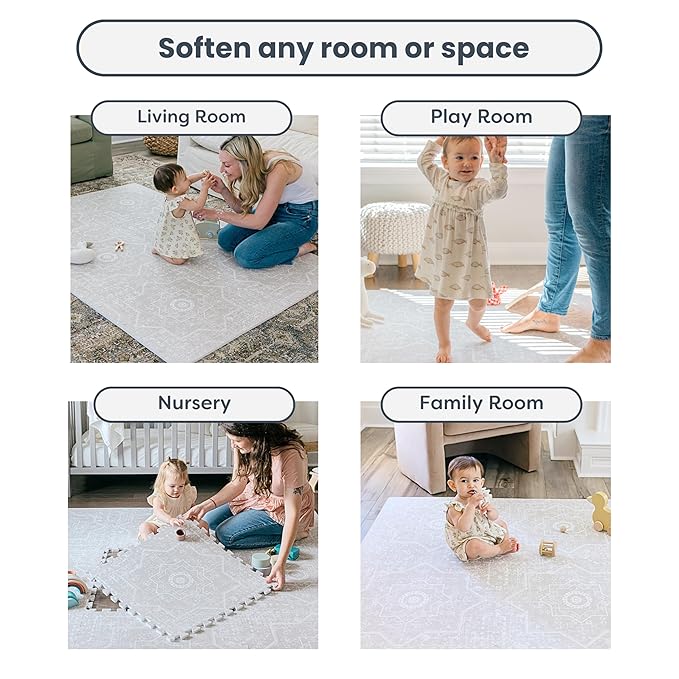 Baby Play Mats for Floor - Layla (6x6ft) - Premium EVA Foam Play Mat for Babies & Toddlers - Perfect for Tummy Time, Crawling, Playroom - Stylish & Comfortable Kids Play Mat-CubbioJoy