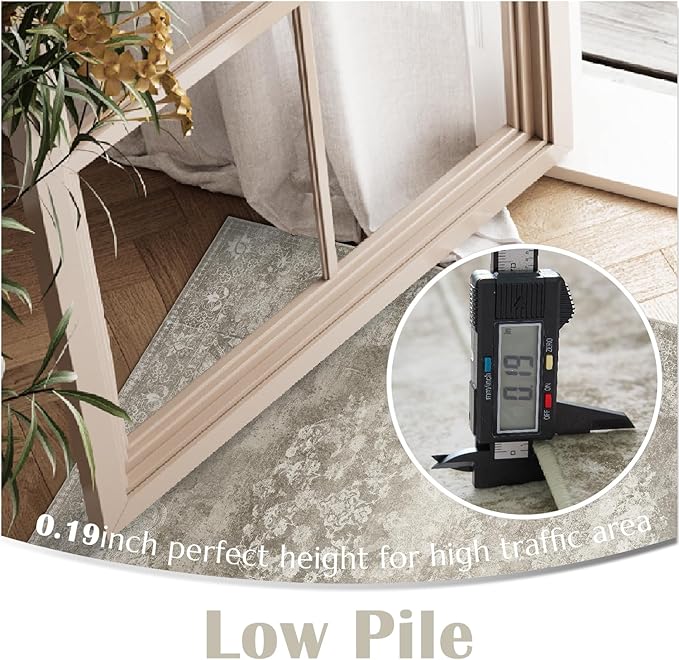 jinchan Floral 2x3 Rug for Entryway - Vintage Washable Area Rug Ultra-Thin Low Pile Soft Small Non-Slip Distressed Indoor Doormat Accent for Entrance Kitchen Bedroom Bathroom (2x3ft,Brown)-CubbioJoy