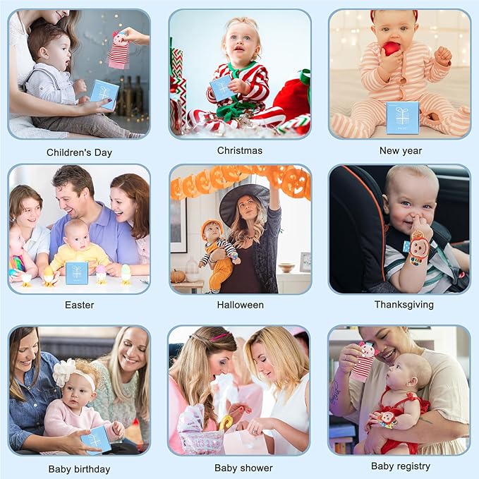 Infant Rattle Socks Toys 0 to 12 Months, Baby Wrist Rattle Foot Finder Socks Set, Birthday Holiday Present for Newborn Boy Girl 0/3/4/6/7/8/9/12/18 Months Kids Toddler, Gift Box Package (4A)-CubbioJoy