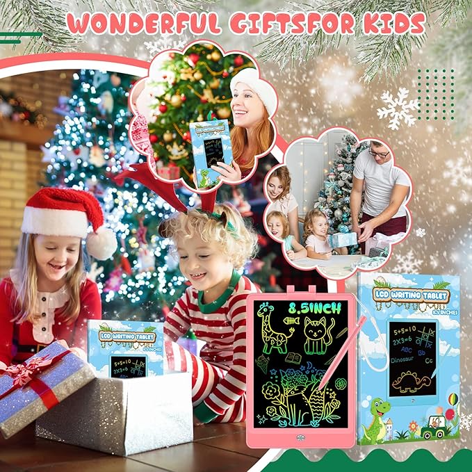 Decute Kids Toys LCD Writing Tablet with Stylus, 8.5 Inch Erasable Toddlers Doodle Board, Reusable Drawing Pad for Kids, Educational Christmas Birthday Gift for 3 4 5 6 7 8 Girls Boys Toddler Pink-CubbioJoy