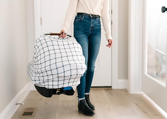 Baby Car Seat Cover Canopy and Nursing Cover Multi-Use Stretchy 5 in 1 Gift Ledger by Copper Pearl-CubbioJoy