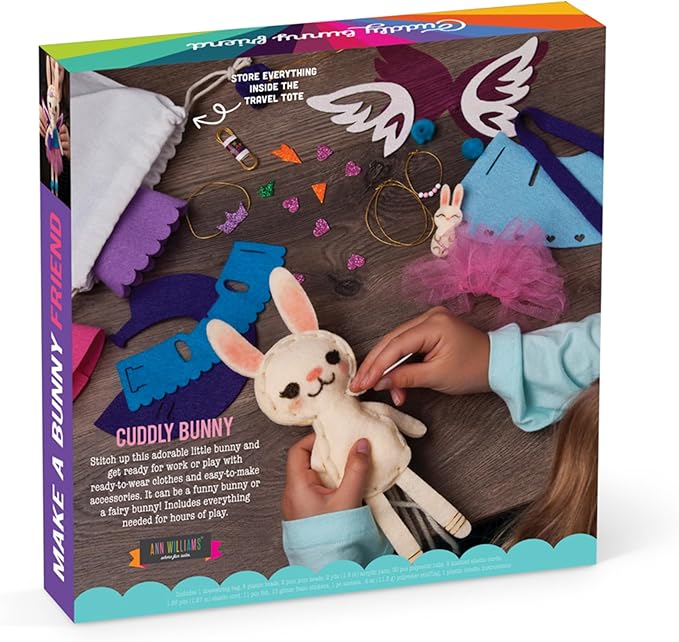 Craft-tastic – Make a Bunny Friend Craft Kit – Learn to Make 1 Easy-to-Sew Stuffie with Clothes & Accessories-CubbioJoy