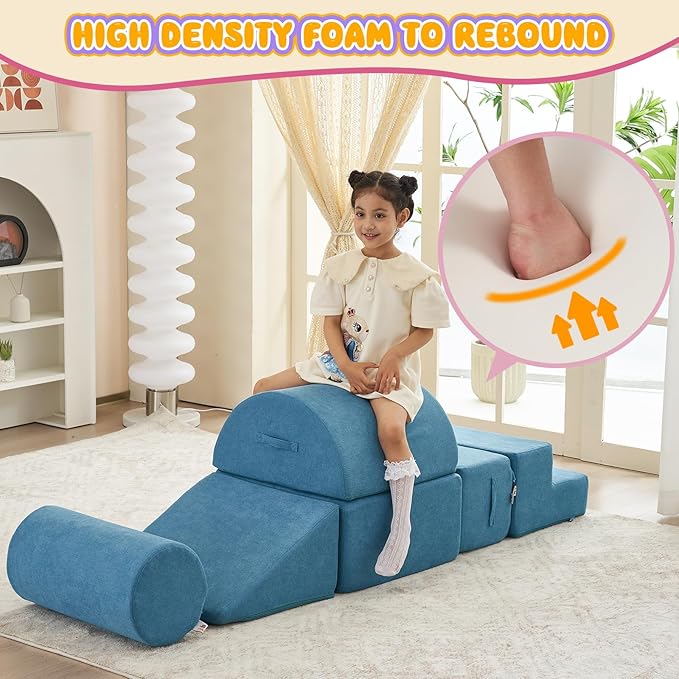 Jela Foam Blocks - Soft Play Equipment with 6 Luxury Miss Fabric Climbing Blocks for Toddlers, Babies & Kids - Lightweight Climb & Crawl Playset-CubbioJoy