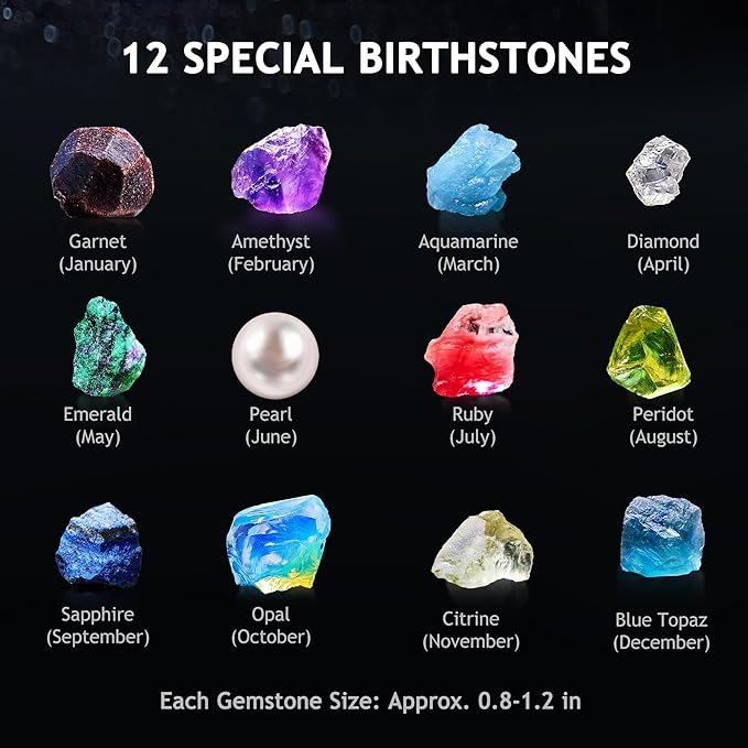 Japace Earth Science Kits for Kids Age 4-6-8-12-14, Birthstone Gemstone Dig Kit, Geology Kit with Break Your Own Geodes, Crystal Growing Experiment, Rock Mining Kit Birthday Gifts Toys for Boys Girls-CubbioJoy