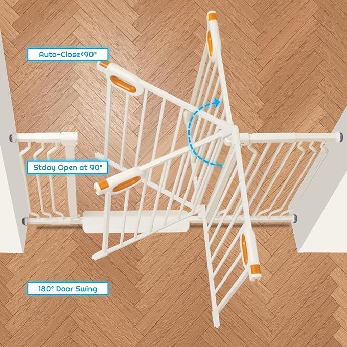 Baby Gate for Stairs 29-52 Inch Wide, Safety Gate for Baby Adjustable Pet Gate with Door Pressure Mounted Gates for Kids Toddler Dogs Extension Kit Indoor Stairway Doorway White (30.5'' Tall)-CubbioJoy