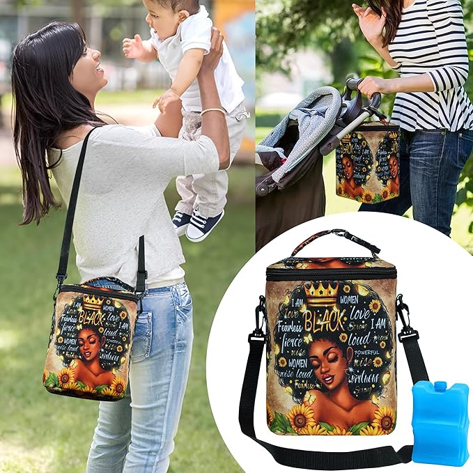 Breastmilk Cooler Bag with Ice Pack Fits 4 Baby Bottles Up To 9 Ounce Insulated cooler Bag Breast Milk Cooler on the Go with Strap Baby Bottle Cooler Bag for Nursing Mom Daycare or Travel-CubbioJoy