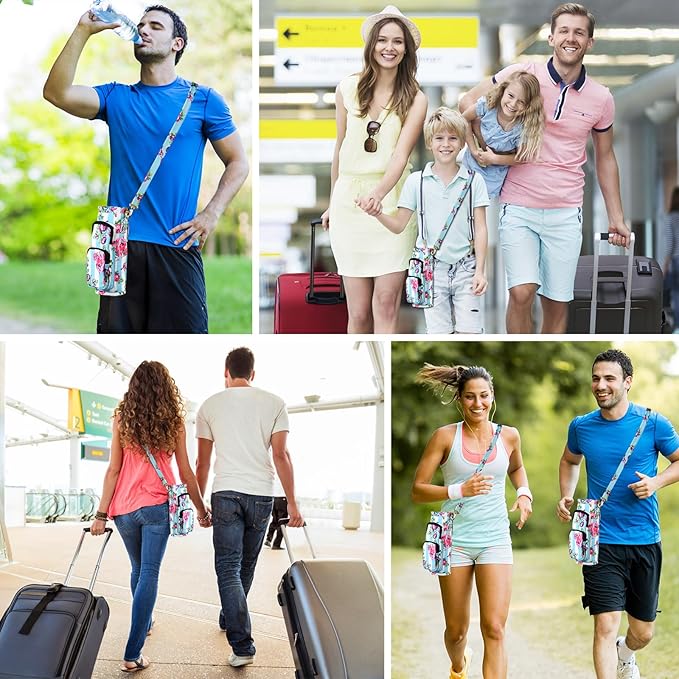 Betsey Johnson Insulated Water Bottle Pouch Holder Carrier Crossbag with Adjustable Shoulder Strap - Lightweight Polyester Accessories with Pockets Good for Hiking Sports-CubbioJoy