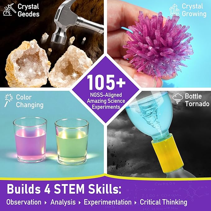 BenBen Science Kits for Kids Age 8-12, 105 Experiments Educational Toy, STEM Toys for 6 7 8 Year Old Boys Girls Birthday Gift, Science Kits for Kids Age 5-7, Chemistry Set for Homeschooling-CubbioJoy