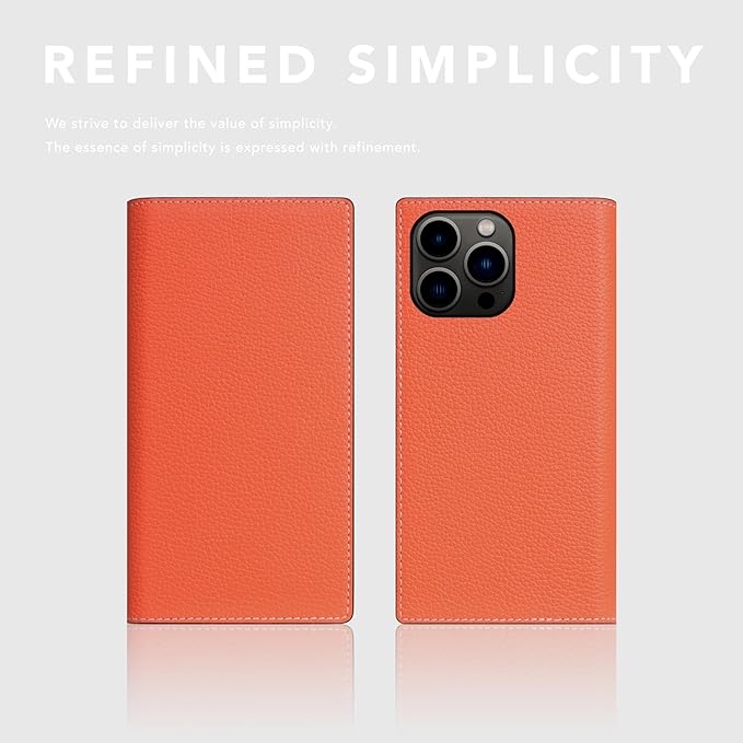 D8 Neon Full Grain Leather Wallet Case for iPhone 15 Pro - [2-in-1] Handcrafted Detachable Diary Style with Magnetic MagSafe Back Cover, Gift Box Included (Coral)-CubbioJoy