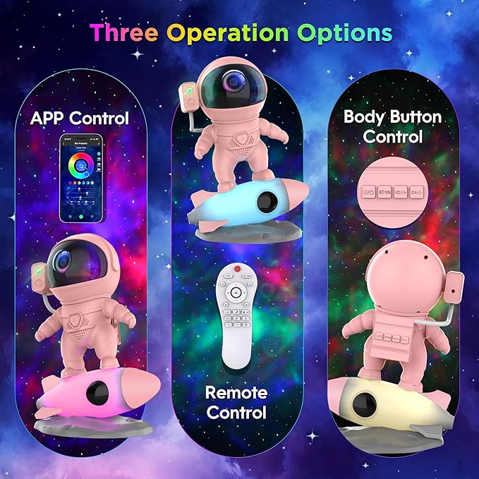 Astronaut Galaxy Projector for Bedroom, Star Projector Galaxy Light with App & Remote Control, White Noises, Bluetooth Speaker, Rocket Night Light for Kids, Ceiling, Gifts, Room Decor-CubbioJoy