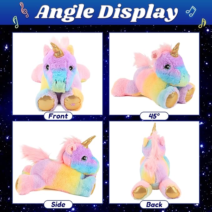 Cuteoy Glowing LED Unicorn Light-up Nightlight Toys Musical Plush Stuffed Animal Singing Lullabies Birthday Christmas Plushies Gifts for Kids Boys Girls,13"-CubbioJoy