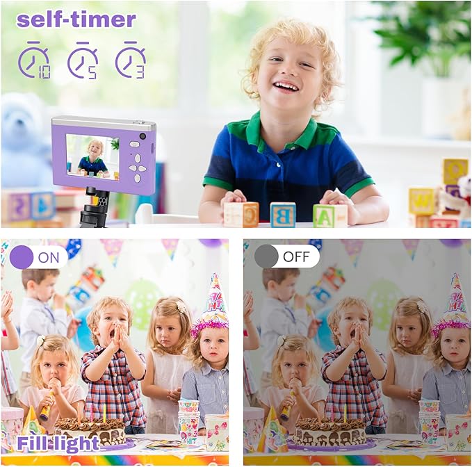 Digital Camera FHD 1080P Video & 8X Digital Zoom - Compact Point and Shoot Digital Camera with 2.4" Screen, 800mAh Rechargeable Battery Portable Small Camera for Kids Teens Girls Boys(Purple)-CubbioJoy