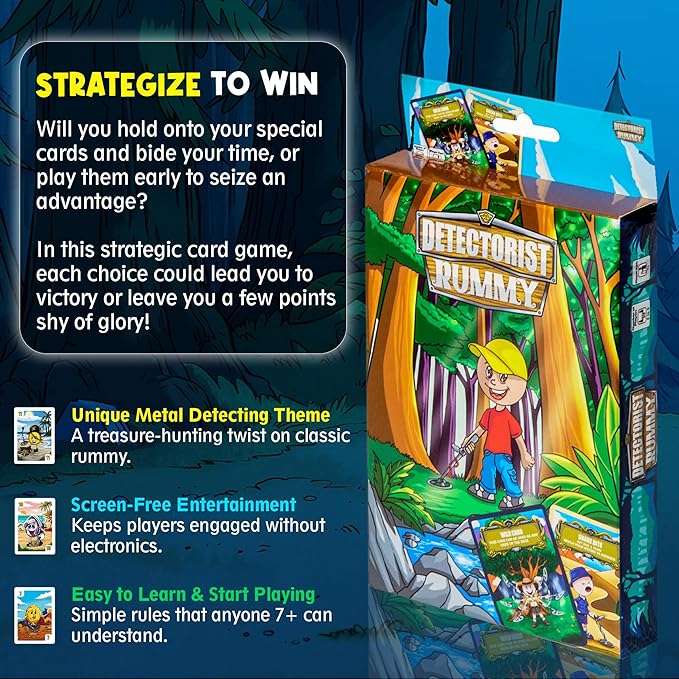 Detectorist Rummy Playing Card Game Set for Kids and Adults – Fun Strategy Card Game for Family Game Night – Ages 7+ – Easy to Learn, Enhances Math & Thinking Skills – Great Gift or Stocking Stuffer-CubbioJoy