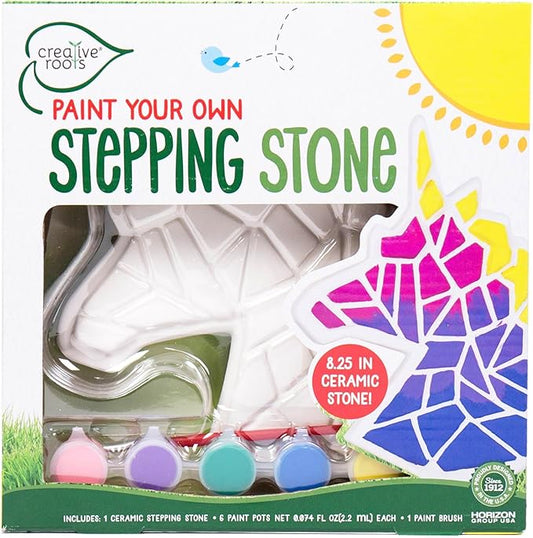 Creative Roots Mosaic Unicorn Stepping Stone, Includes 7-Inch Ceramic Stone & 6 Vibrant Paints, DIY Garden Stepping Stone Kit for Kids Ages 6+-CubbioJoy