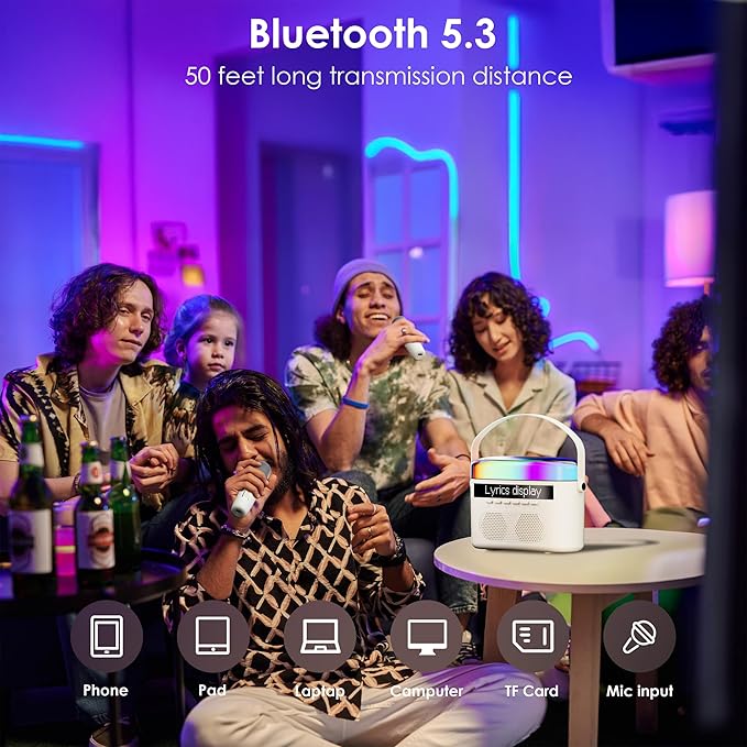 Karaoke Machine,Karaoke Machine with Lyrics Display,Portable Bluetooth 5.3 Karaoke Speaker with Upgraded Dual Speakers for Kids and Adults,with White Noise and Night Light Function-CubbioJoy