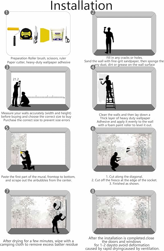 Beige Forest Wallpaper Woodland Wall Mural Large Wall Art for Bedroom Living Room Dining Room(Not Self-Adhesive)-CubbioJoy