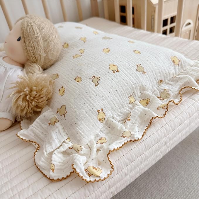 BuLuTu Cute Toddler Pillow Cases Cotton Muslin Toddler Pillowcase 1 PC, Ultra Soft Small Pillowcase Fits Toddler Pillow Sized 12"x16"/13"x18"/14"x19", Enveloped Closure Kids Girls Boys Pillowcases-CubbioJoy