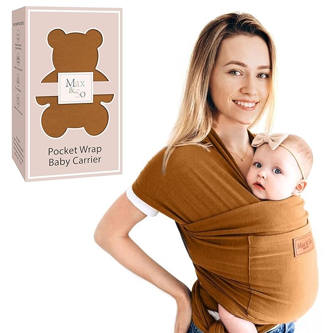 Baby Wrap Carrier - Premium Cotton Baby Carrier Wrap for Newborn to Toddler- Infant Carrier- Baby Holder One Size Fits All with Front Pocket by Max&so-CubbioJoy