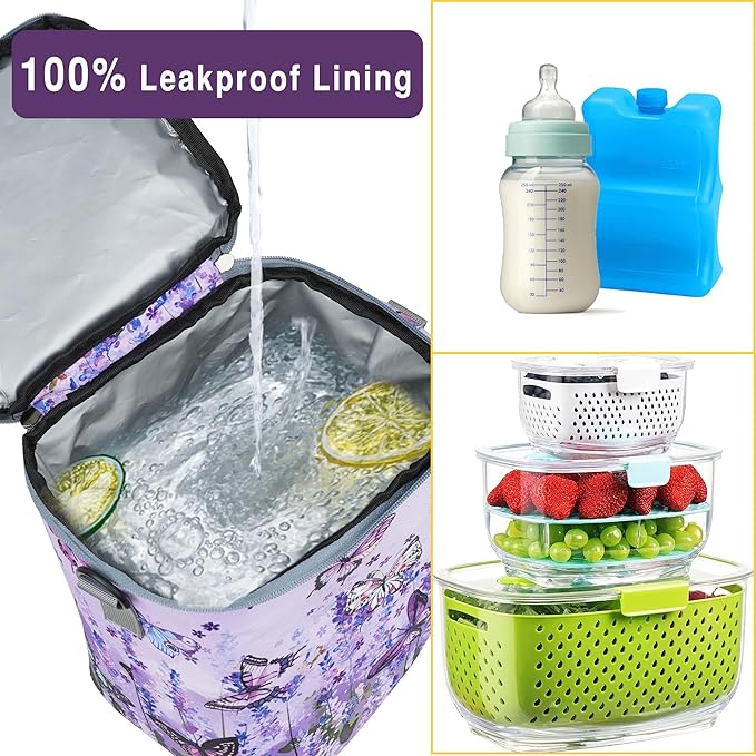 Breastmilk Bag with Ice Pack Fits 4 Bottles Up To 9 Ounce Insulated Breast Milk Cooler on the Go with Strap Baby Bottle Cooler Bag for Nursing Mom Daycare or Travel-CubbioJoy