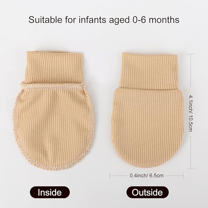 BQUBO 6 Pairs Newborn Baby Boys Girls Mittens 0-6 Months Unisex-Baby Infant Mittens Elastic No Scratch Wrist Gloves-CubbioJoy