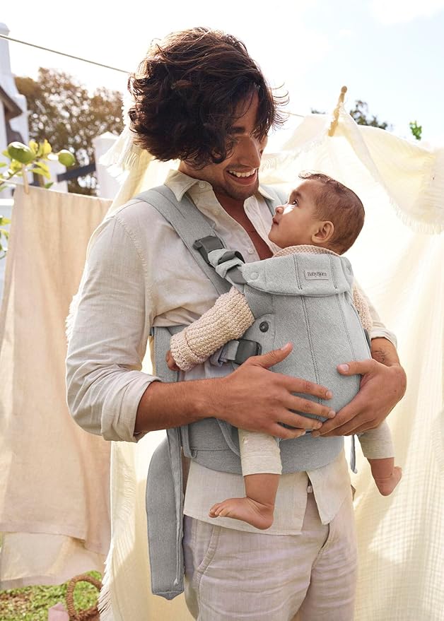 BabyBjörn Baby Carrier Harmony, Light Gray, Woven Mélange, 3-in-1 Ergonomic Baby Carrier, Newborn, Facing-in, Outward-Facing, and Back Carrying Positions Supported (7-40 lbs), Newborn to Toddler-CubbioJoy